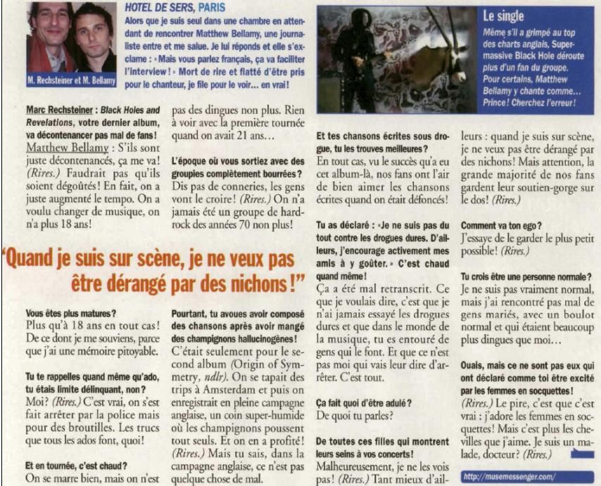 Muse - Article pour Entrevue 2006