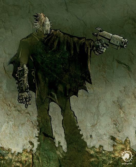free drawing guerrier post apocalypse no future, desert warrior, gun