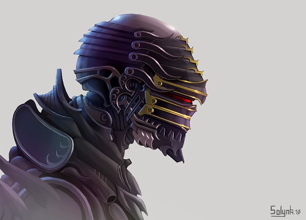 peinture numérique tête de ninja robot cyber-ninja-robot-head by-solynk