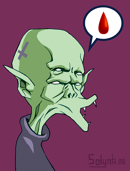 vampire à 4 yeux - caricature graphique Nosferatu, blood sucker, four eyes monster