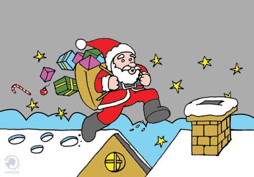 pere noel a la bourre santa claus in a hurry