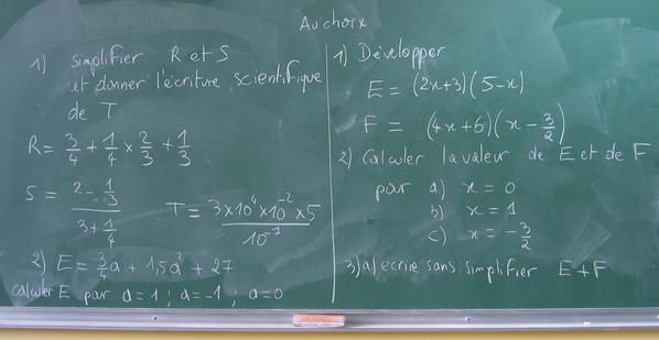 Contrôle au choix mathématique troisièmes