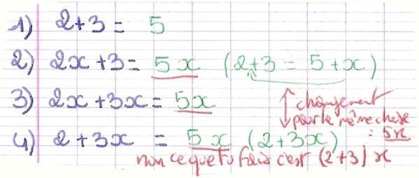 copie additions simples - calcul littéral
