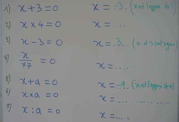 équation - nullité avec les quatre opérations