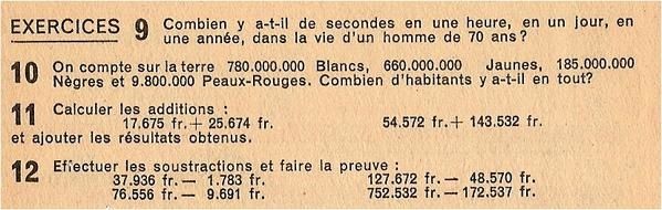 exercices de Certificat d'Etudes Primaires - Grands Nombres