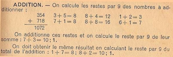 Preuve par neuf - addition