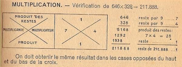 Preuve par neuf - la multiplication