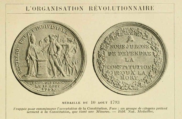 l'organisation revolutionnaire - medailles du 10 aout 1793 - Dessin-gravure sur la Révolution franç