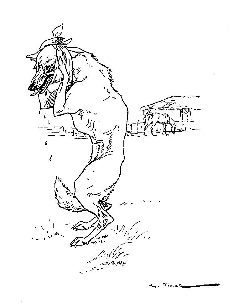 Illustration-dessin Vimar fable de La Fontaine : le cheval et le loup -
