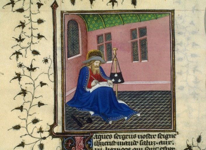 Saint Jacques le Mineur écrivant - Enluminure - Guiard des Moulins Bible