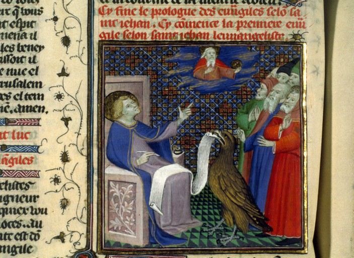 Saint Jean et l'aigle - Enluminure - Guiard des Moulins, Bible