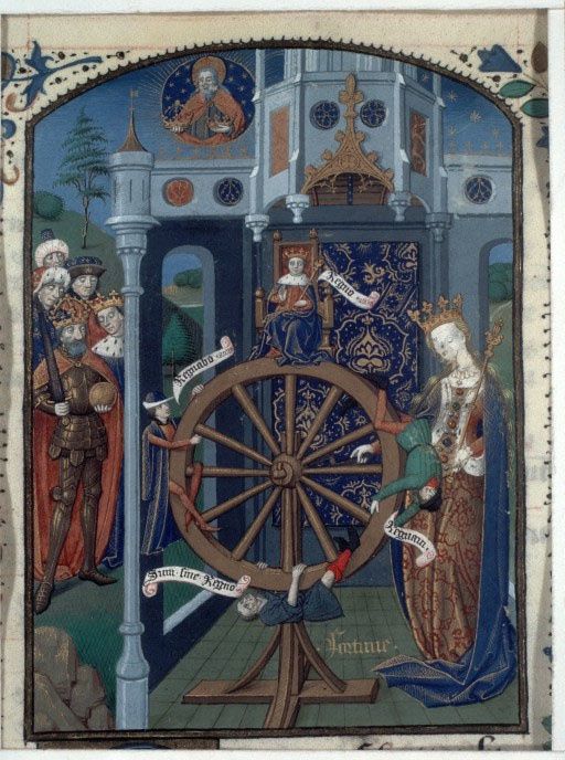 Enluminure Bible : allegorie roue de la fortune