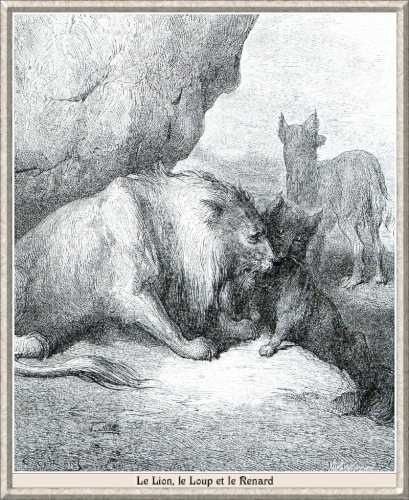 gravure fable de la fontaine - illustration dore - le lion le loup