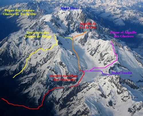 Glacier de Tré la tête - Dômes de miage - Lex Blanche - Aiguille des glacier  - topos photos - Le Petit Alpiniste Illustré