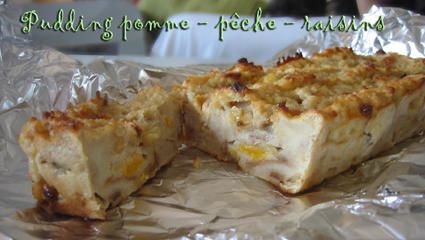 Pudding pomme - pêche - raisins - Qu'est-ce qu'on mange ?