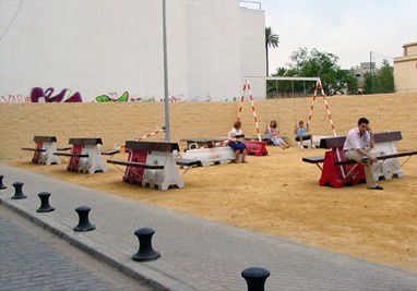 vacant lot converted into a play area