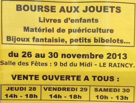 Bourse aux jouets 2013 au Raincy Bourse aux jouets 2013 au Raincy