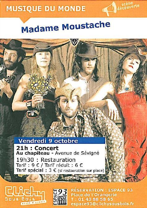Madame Moustache, groupe de musique western en concert au Chapiteau - Clichy-sous-Bois le 9 octobre 2009