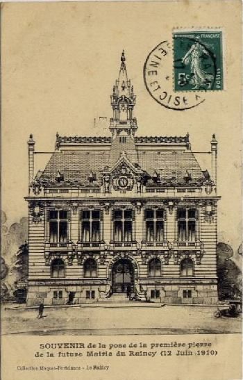 93 RAINCY-Futur Mairie-Souvenir Pose 1ere Pierre
