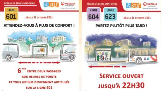 améliorations des bus 601, 604 et 623 à partir du 31 octobre 2011