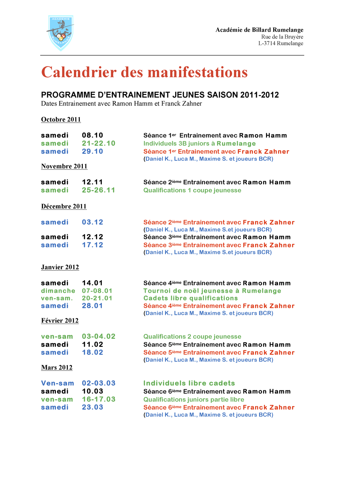Dates activités jeunes 2011-2012 Page 1