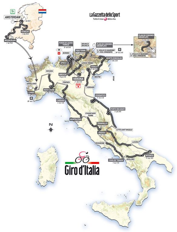 Giro d'Italia 2010 parcours officiel