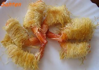 Crevettes aux vermicelles croustillantes - Cuisine libanaise par Sahten