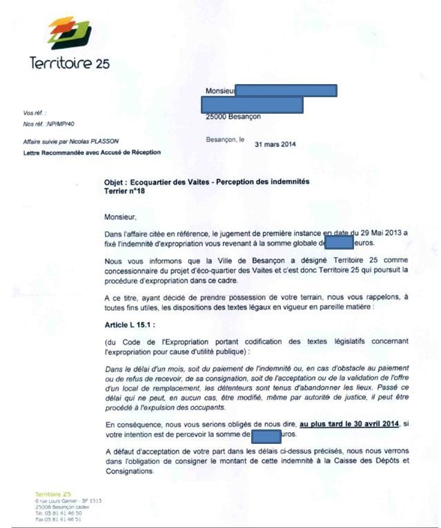 territoire 25 courrier 1 page 1A