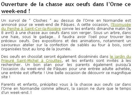 Extrait du blog du CDT de l'Orne