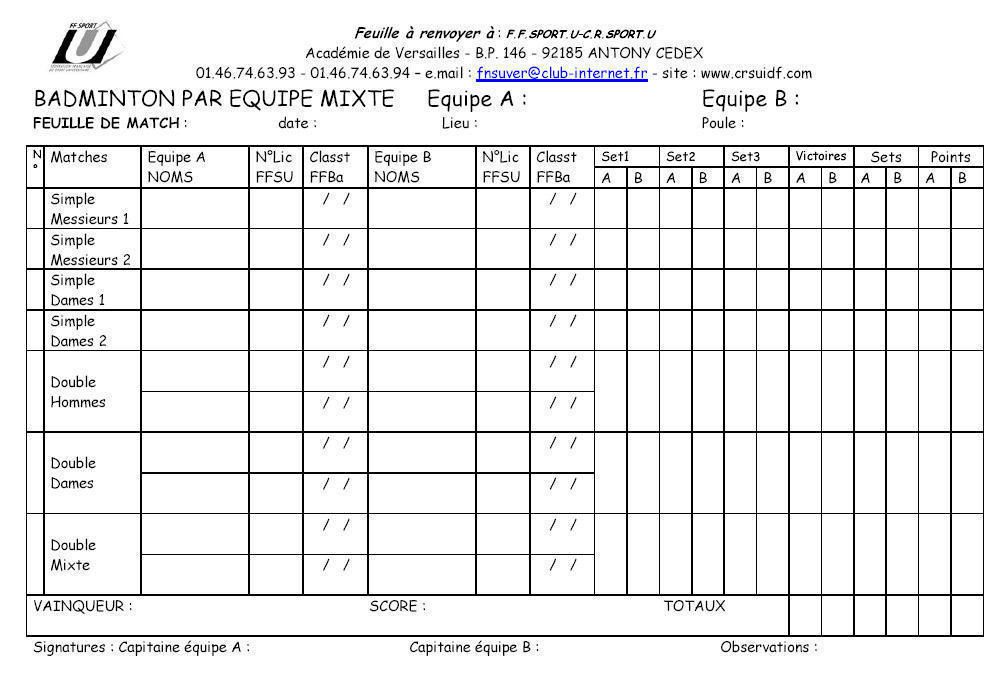 fiche rencontre tennis table