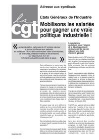 Tract Confédéral sur les Etats Généraux de l'Industrie Tract Confédéral sur les Etats Généraux de l'Industrie