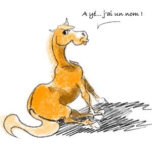 Illustration cheval assis