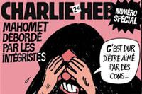 Cabu représente un Mahomet « débordé par les intégristes » et trouvant dur « dêtre aimé par des cons. » Aucune ambiguïté donc et pas damalgame entre tous les croyants, on ne peut être plus clair.