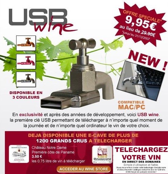 Télécharger votre vin en ligne grâce à l'usbwine en direct des domaines