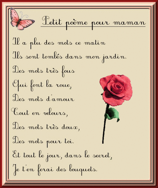 POEME POUR LES MAMANS POEME POUR LES MAMANS