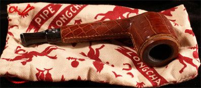Pipe Longchamp gainé de crocodile (brun)