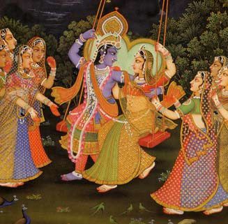 L'amour de Dieu dans le sentiment amoureux: Krishna et Radharani avec les gopis