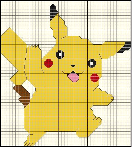 Pikachu (grille gratuite) - au fil de mes croix