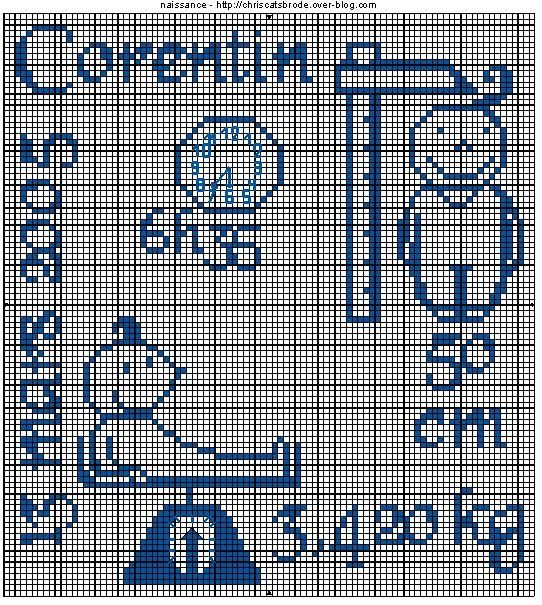 Tableau de naissance version garçon (grille gratuite) - au fil de mes croix