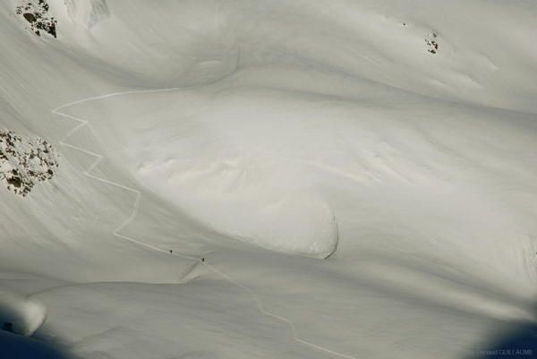 Photo de Renaud vue sur la trace qui mène à l'Albaron et la Petite Ciamarella
