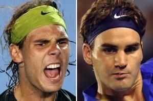 affiche de la finale hommes de l'Open d'Australie 2009 : rafael nadal (n°1) vs roger federer (n°2)