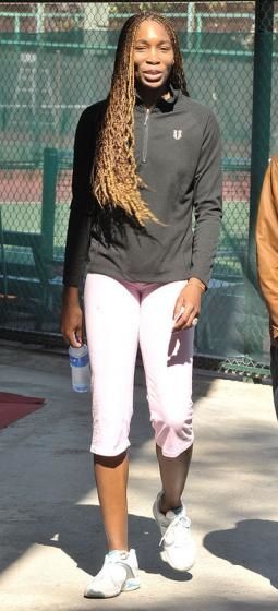 Venus Williams après un entraînement avant le tournoi d'exhibition de Hong Kong le 6 janvier 2009