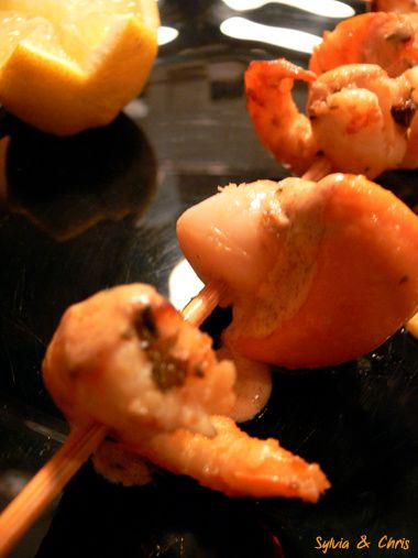 brochettes de fruits de mer
