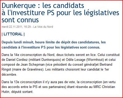 Candidatures 14ème - article La Voix du Nord