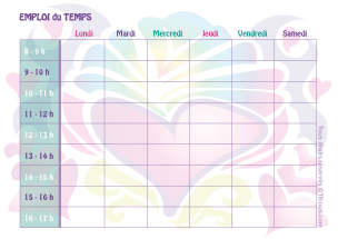 Modèle gratuit d'emploi du temps scolaire Trucs et Deco