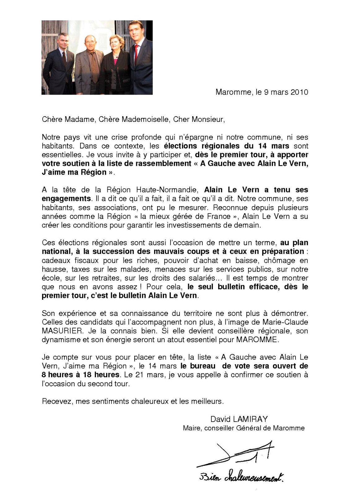 Lettre David Lamiray Régionales 2010