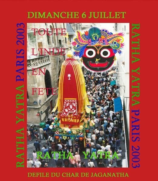 Affiche annoncant le Ratha Yatra à Paris