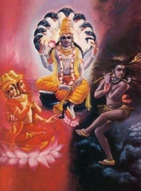 Brahma, le Seigneur Visnu et Shiva: les 3 gunas avatâras