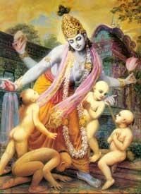 Les quatres Kumaras adorant le Seigneur Vishnu