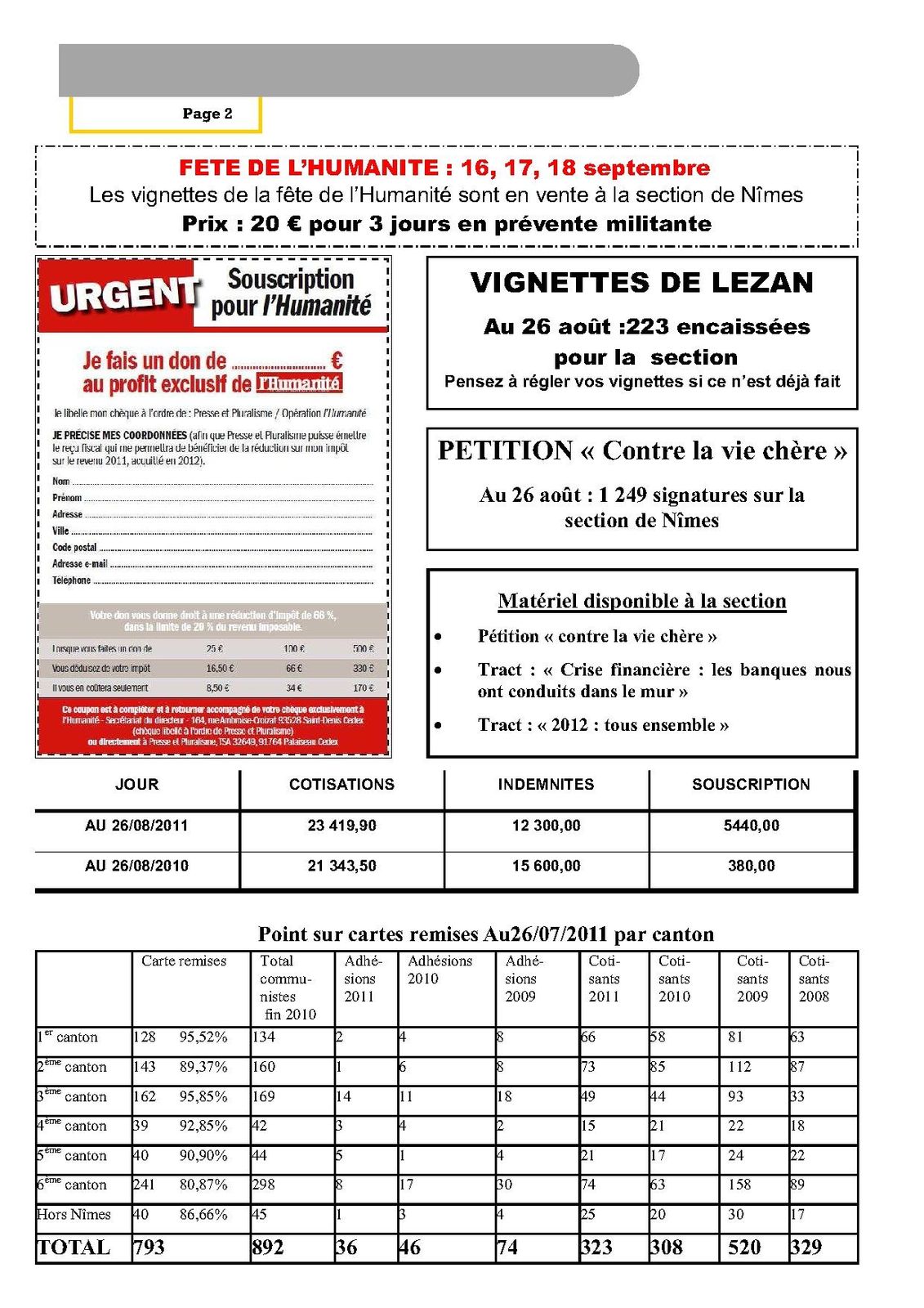 INFO SECTION SEPTEMBRE 2011 - 2